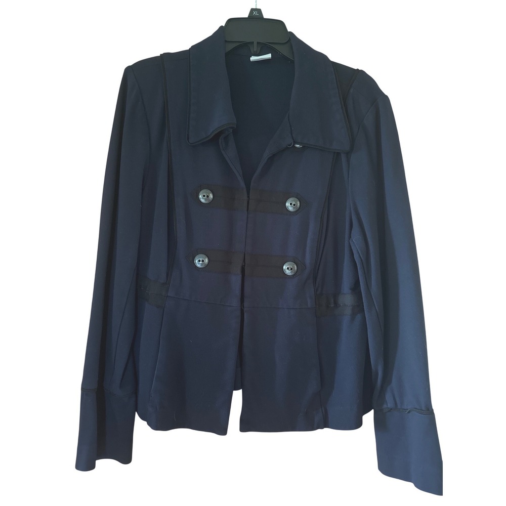 Cabi Military Jacket Womens XL Navy Blue Excellent Ponte Knit Peplum 3375